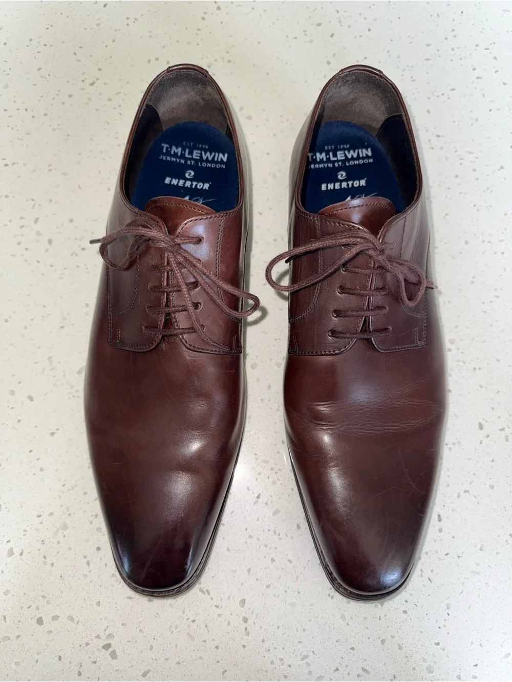 T.M.Lewin Men's Dark Brown Leather Derby Shoes